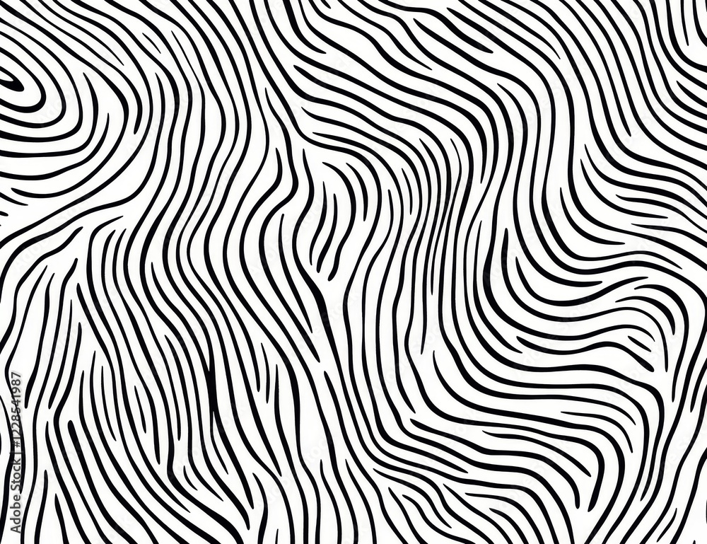 Poster abstract black and white wavy lines pattern.