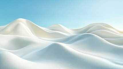 Fototapeta premium Creamy white hills under a blue sky, abstract landscape for product background