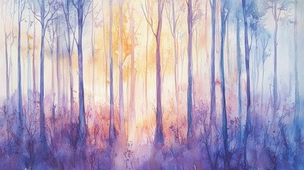Obraz premium Ethereal Forest Landscape with Soft Color Palette and Light Glow