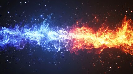 Fototapeta premium Abstract Image of Fire and Ice Colliding