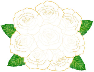 White roses frame with white space Clipart transparent PNG