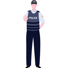 flat illustration character traffic police stopping