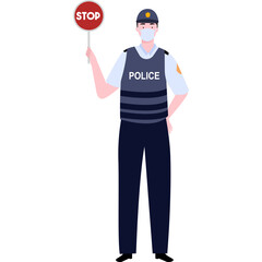flat illustration character traffic police using sign stop