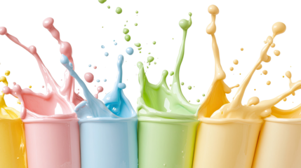 Isolated Colorful Paint Splashes for Art Generative AI