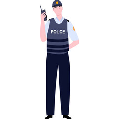 flat illustration character traffic police using walkie talkie