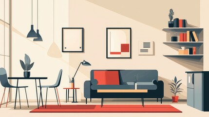 Modern Minimalist Living Room with Stylish Furniture and Decor