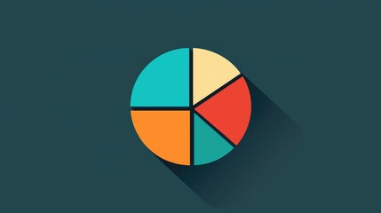Fototapeta premium Colorful Pie Chart Icon with Shadow on Dark Background