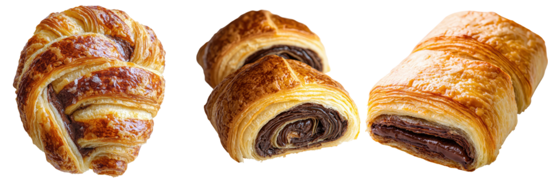 Assortment of Freshly Baked Pastries Croissants and Rolls Displayed in an Appetizing Arrangement on a Platter or Tray in a Bakery or Cafe Setting  Delectable Baked Goods with Flaky Crispy