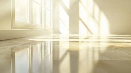 Obraz premium Bright and Serene Interior Space with Sunlit Reflections on Floor
