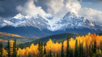 Obraz premium Majestic Canadian Rockies in Autumn Glory