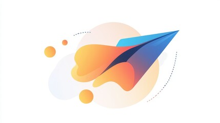 Abstract Paper Airplane with Colorful Design on Soft Background