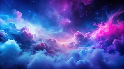 Fototapeta premium Deep blue background with swirling clouds of purple and pink mist, clouds, soft, clouds, soft,abstract, atmospheric, mist