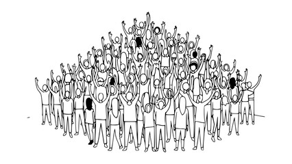 Naklejka premium Excited Crowd Reaching Up in the Air