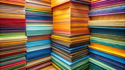 A Vibrant Collection of Colorful Paper Stacks, Showing a Wide Array of Hues and Textures, Ideal for Artistic and Design Projects