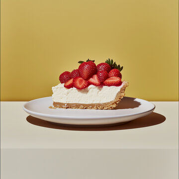 Delicious strawberry cream pie kitchen food photography bright close-up