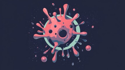 Vibrant Illustration of a Colorful Virus in a Dark Background