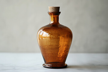 vintage apothecary bottles, a retro amber glass apothecary bottle with a ml capacity is showcased against a minimal white backdrop, accentuating its vintage appeal
