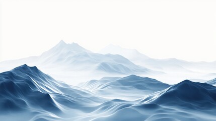 Fototapeta premium Serene blue mountain landscape with soft undulating peaks and misty background, ideal for tranquility
