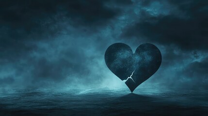 Fototapeta premium Broken Heart Against Dark Stormy Sky with Ethereal Atmosphere