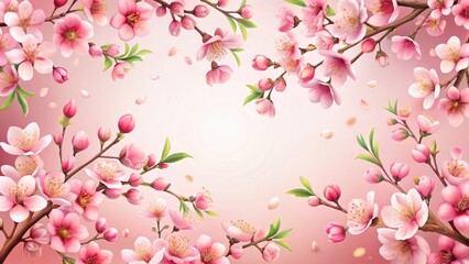 Fototapeta premium Peach Cherry Blossom Floral Pattern Design Element