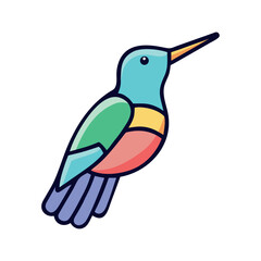 Elegant perched hummingbird tropical bird icon