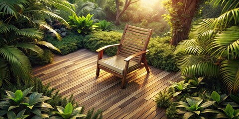 Aerial View of a Beautifully Crafted Wooden Chair - Generative AI Art, Nature Photography, Home Decor Inspiration, Rustic Designs, Furniture Aesthetics, Eco-Friendly Materials