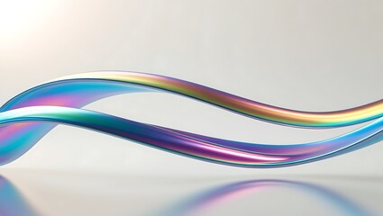 holographic liquid wave, iridescent chrome fluid silk fabric isolated on light background