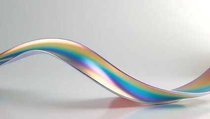 holographic liquid wave, iridescent chrome fluid silk fabric isolated on light background