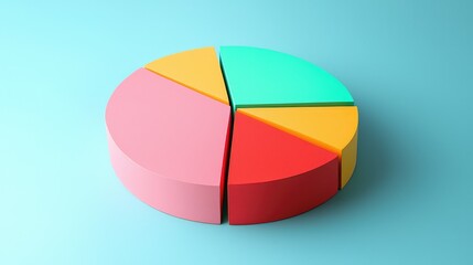 Colorful 3D Pie Chart Design on a Soft Blue Background