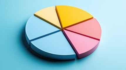 Fototapeta premium Colorful Pie Chart Representation on a Light Blue Background