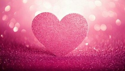 Romantic love bokeh background in pink for Valentine's day or wedding. Decorative heart background. Purple glitter lights background. defocused.