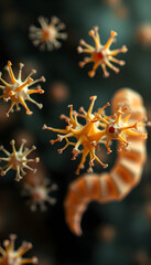 Probiotic bacteria in digestive system   microscopic medicine for health care and treatment, origami, with white tones