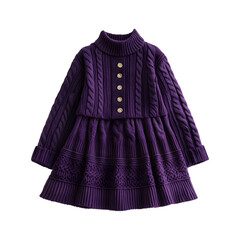 Obraz premium Woolen Knitted Dress in Deep Purple with Front Button Isolated on Transparent Background