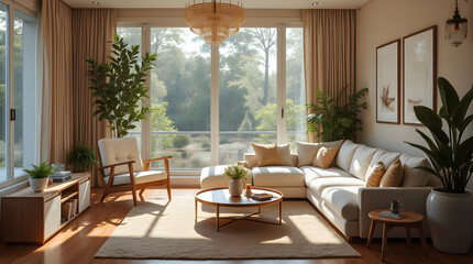 Obraz premium Muted Neutrals Living Room Elegance 