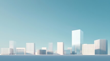 Naklejka premium Modern Minimalist Cityscape with Sky and Abstract Buildings