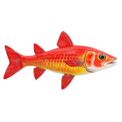 Fototapeta premium A vibrant red fish illustration, showcasing details like scales and fins.