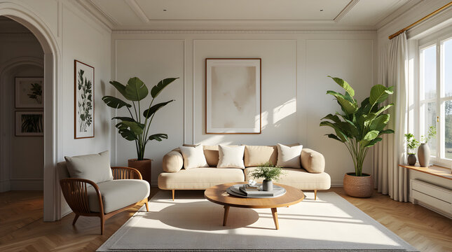 Classic Beige and Cream Living Room
