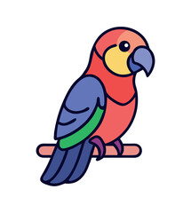 Colorful parrot perched exotic tropical bird icon