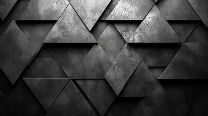 Textured black geometric wall with triangular patterns creating depth and contrast