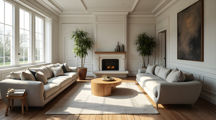 Fototapeta premium Earthy Tone Living Room Atmosphere 