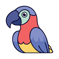 Fototapeta premium Colorful macaw perched tropical rainforest bird icon
