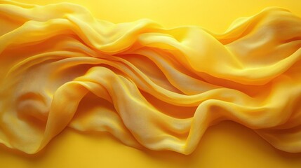 Golden Yellow Silk Fabric Drapery: Luxurious Texture and Smooth Waves