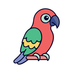 Red parrot perched exotic tropical bird icon