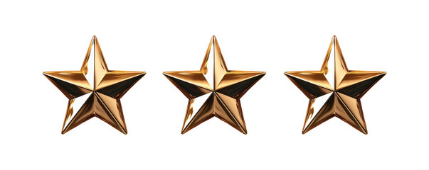 Obraz premium 3 gold stars isolated on a white backdrop