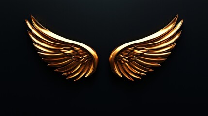 Obraz premium Elegant golden angel wings on a dark background