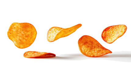 Chips Float Gracefully Against Transparent Background Generative AI