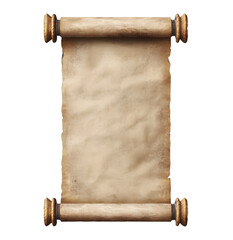 Antique Rolled Paper Scroll for Historical Documents, Isolated on Transparent Background