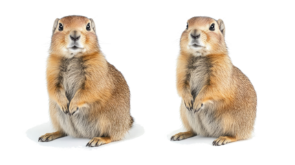 Prairie Dogs Upright on Clear Background Generative AI