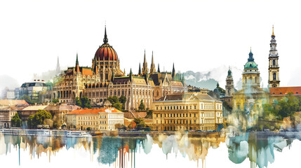Fototapeta premium Travel Collage of famous places of the Hungary. Element for Advertisement, postcard, poster