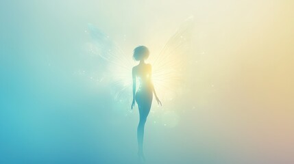 Ethereal Fairy Silhouette with Colorful Light and Magical Vibes